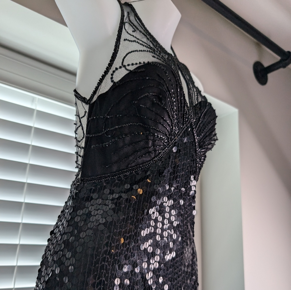 RARE NITELINE Della Roufogali Black Beaded Sequin Maxi/Midi Dress Vintage Size 4 - Picture 16 of 16